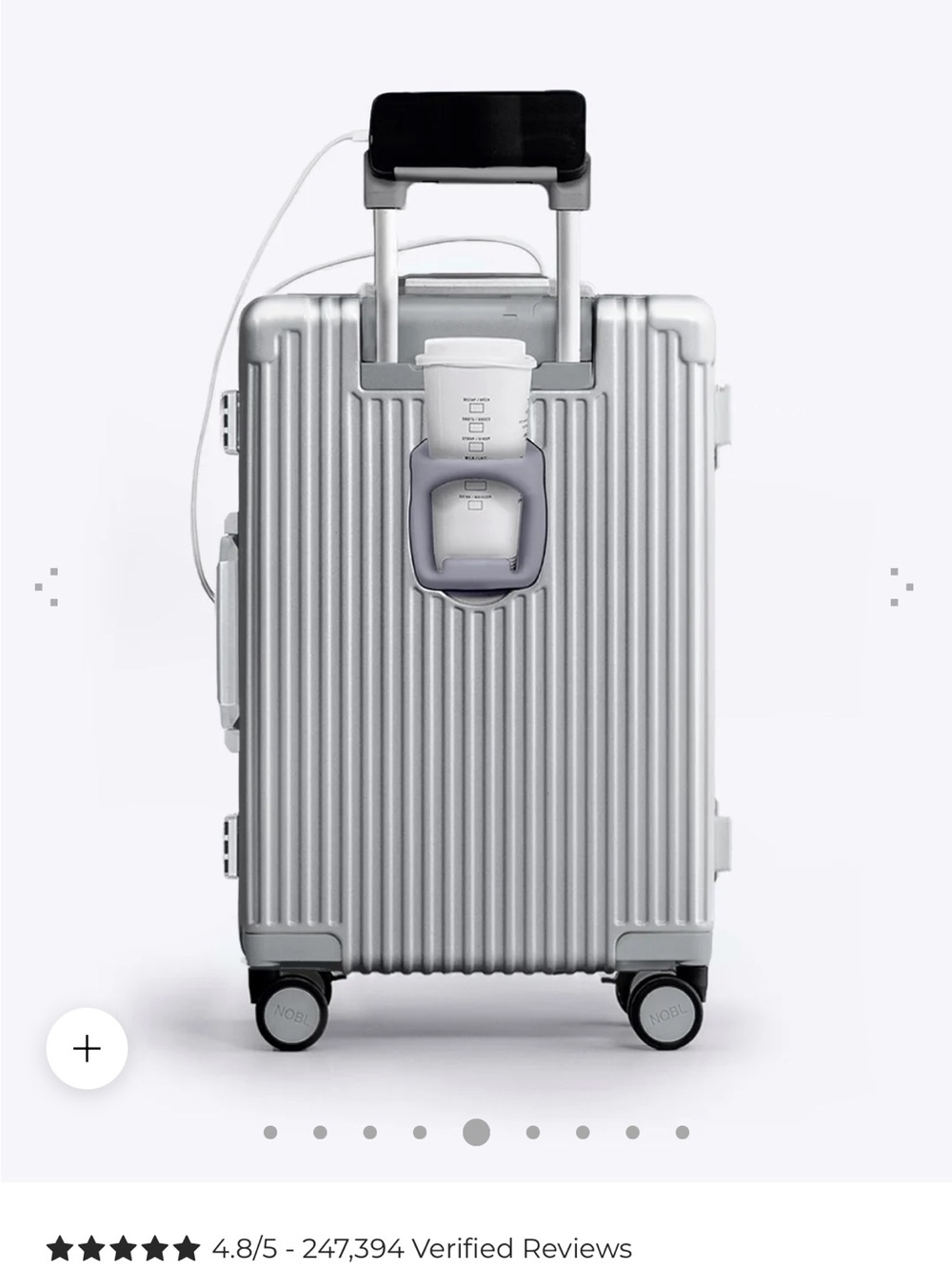 Silver Hard-Shell Spinner Carry-On Luggage - Sleek Travel Case - Picture 5 of 11